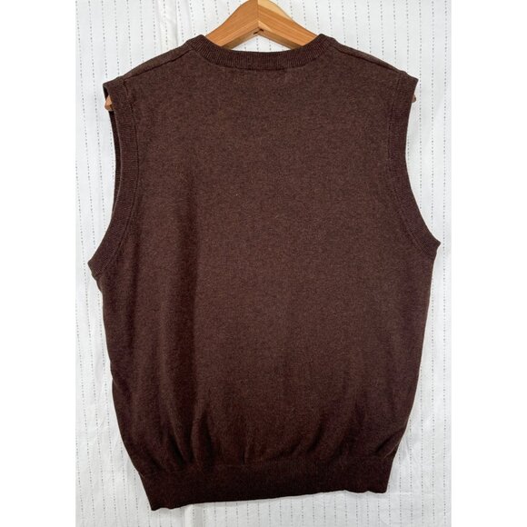 Oscar de la Renta Mens Sweater Vest Sz L Brown Cotton Academia Preppy Designer - Picture 2 of 10